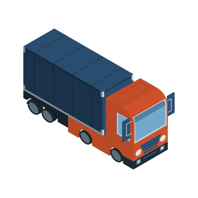 Isometric logistics delivery composition with isolated image of truck on blank background vector illustration