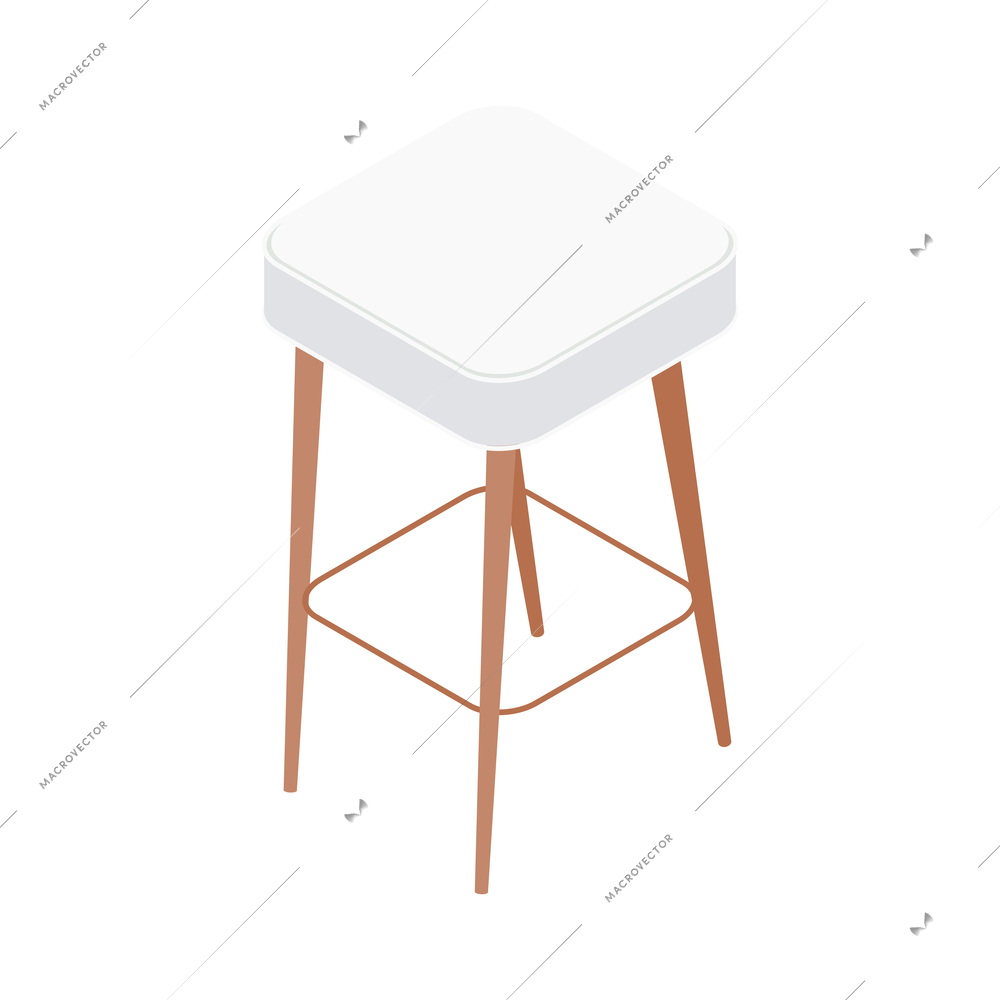 Furniture isometric composition with isolated image of modern soft stool on blank background vector illustration