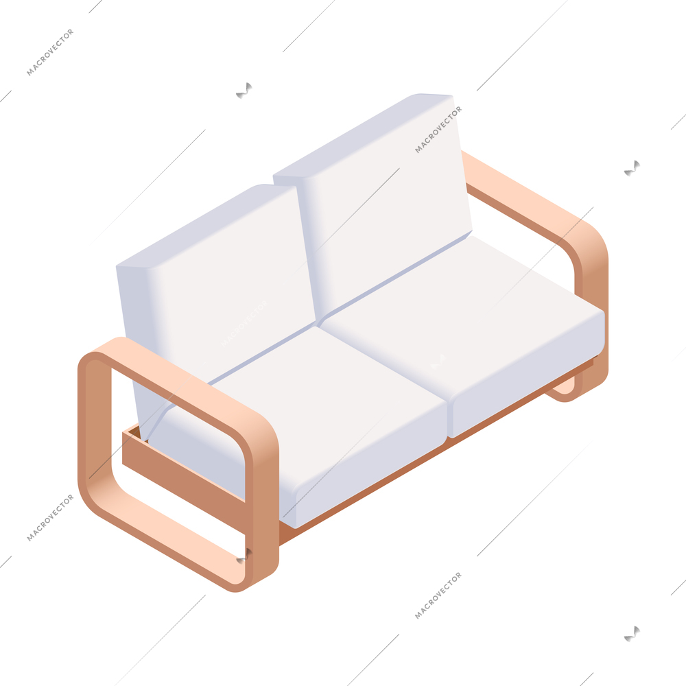 Furniture isometric composition with isolated image of modern sofa on blank background vector illustration