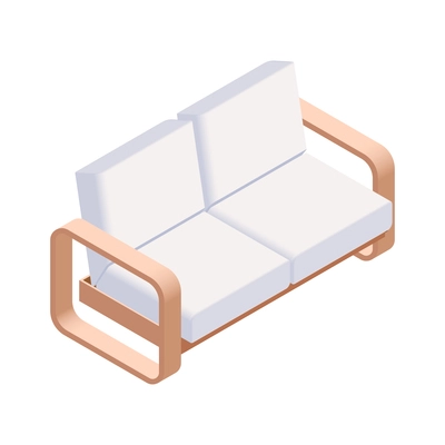 Furniture isometric composition with isolated image of modern sofa on blank background vector illustration