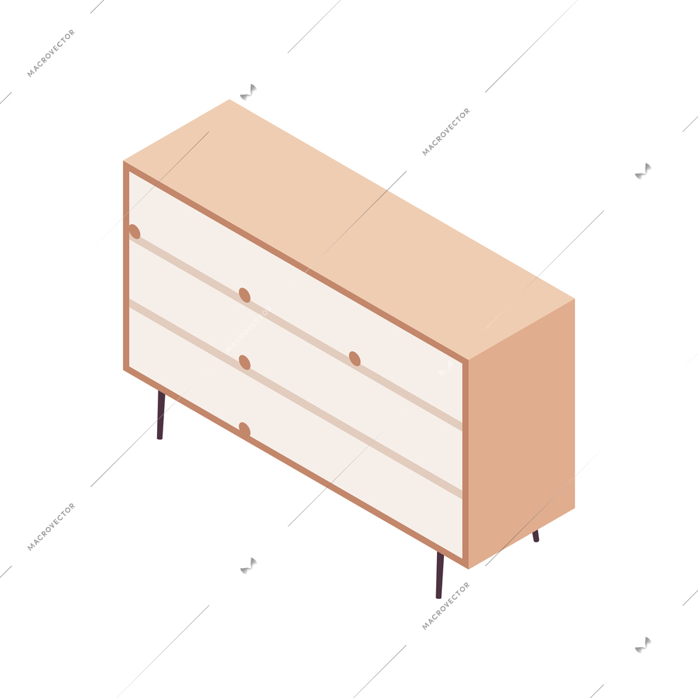 Furniture isometric composition with isolated image of modern closet on blank background vector illustration