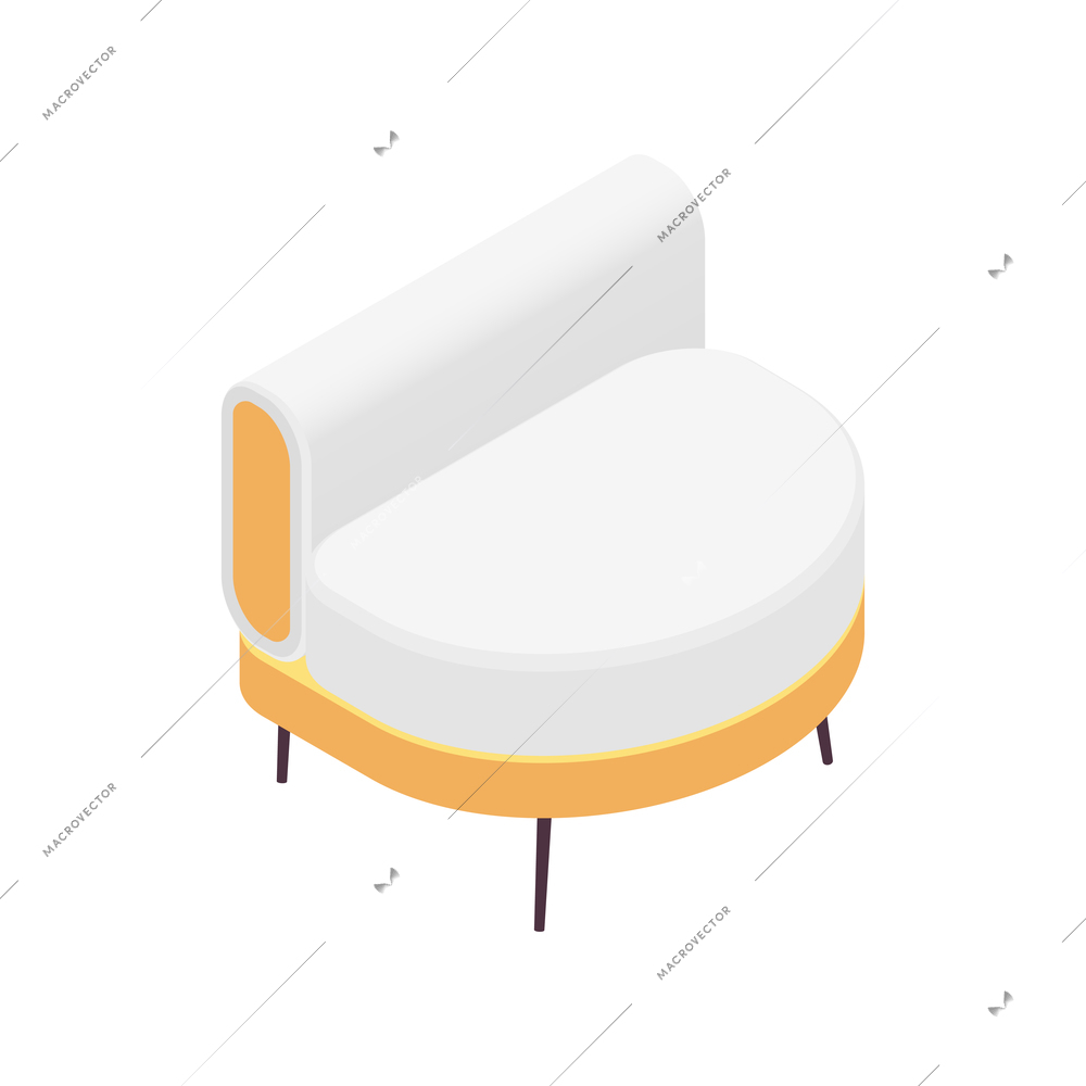 Furniture isometric composition with isolated image of modern small sofa on blank background vector illustration