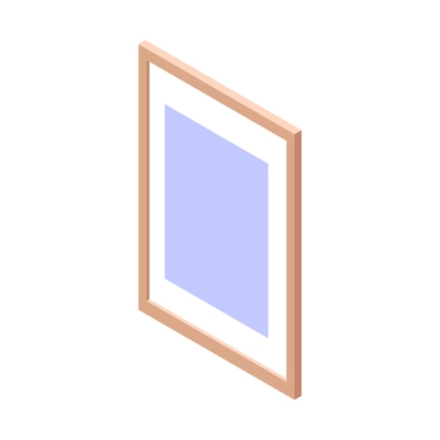 Furniture isometric composition with isolated image of hanging wooden frame for picture on blank background vector illustration