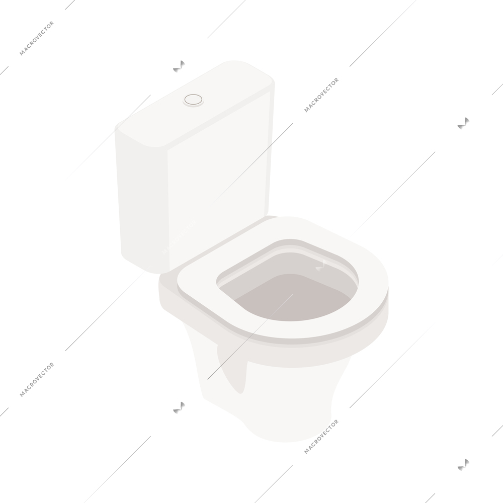 Furniture isometric composition with isolated image of modern toilet bowl on blank background vector illustration