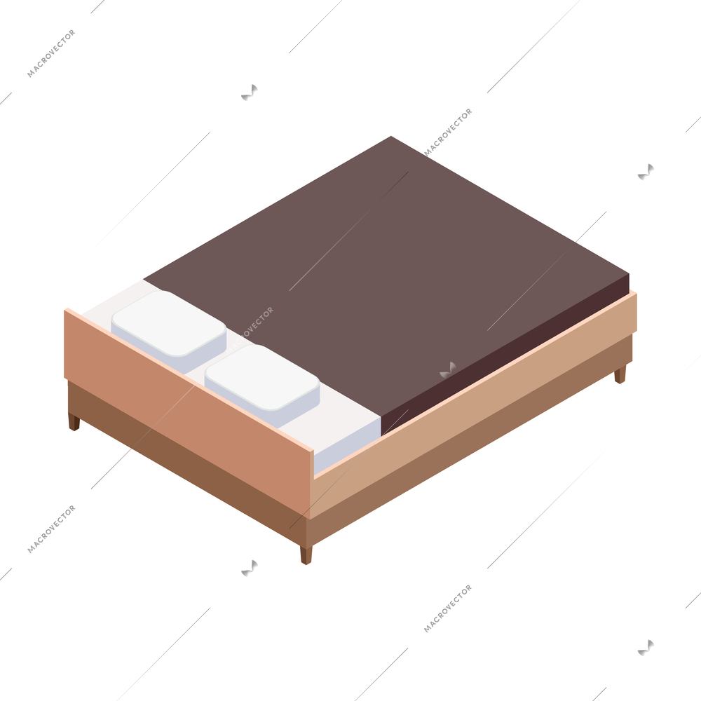 Furniture isometric composition with isolated image of modern bed on blank background vector illustration