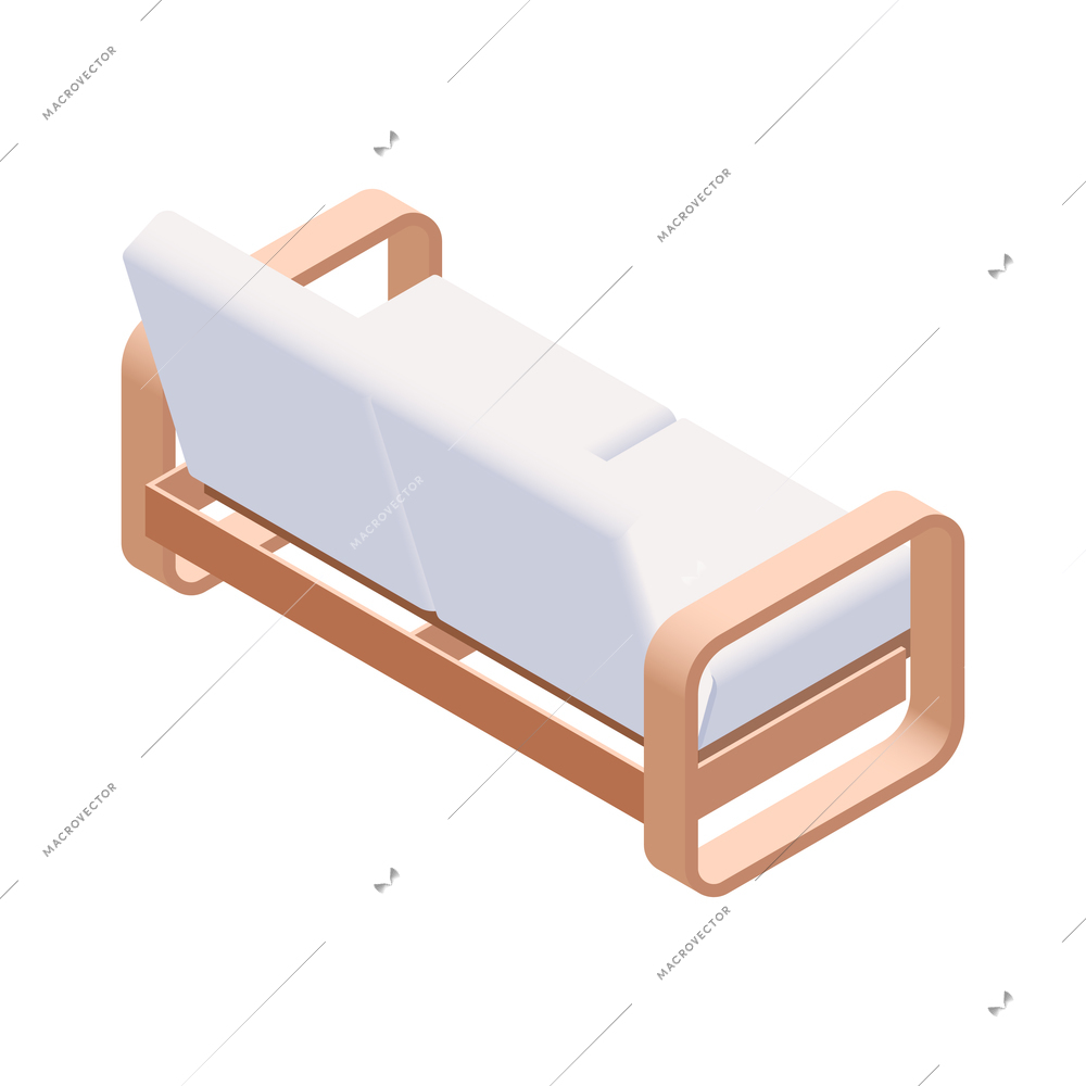 Furniture isometric composition with isolated image of modern sofa on blank background vector illustration