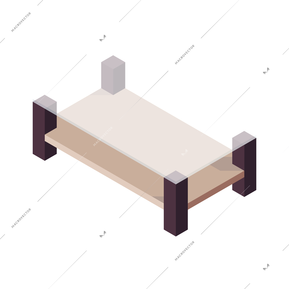 Furniture isometric composition with isolated image of modern table on blank background vector illustration