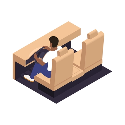 Driving school isometric composition with character of student in car vector illustration