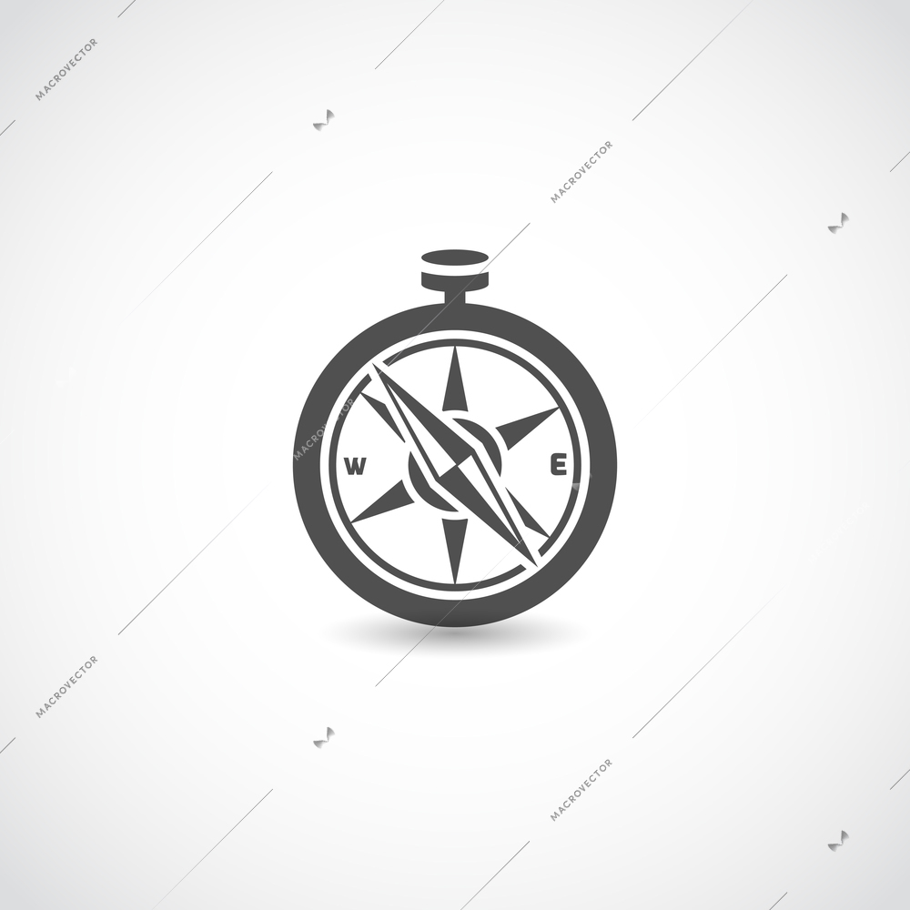 Retro compass black flat navigation icon isolated on white background vector illustration