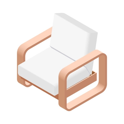 Furniture isometric composition with isolated image of modern soft chair on blank background vector illustration