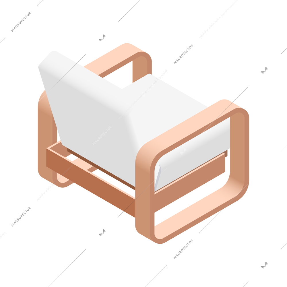 Furniture isometric composition with isolated image of modern soft chair on blank background vector illustration