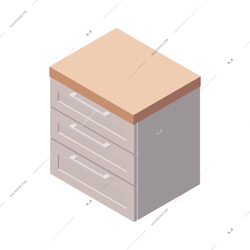 Furniture isometric composition with isolated image of modern kitchen closet on blank background vector illustration