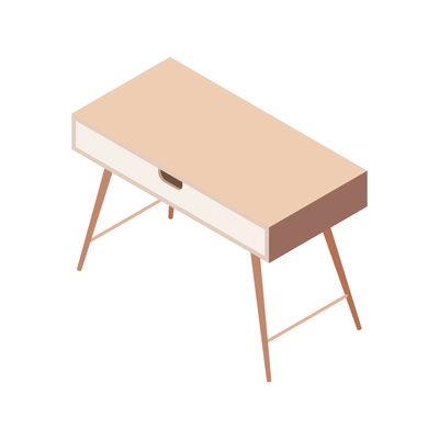 Furniture isometric composition with isolated image of modern table desk on blank background vector illustration