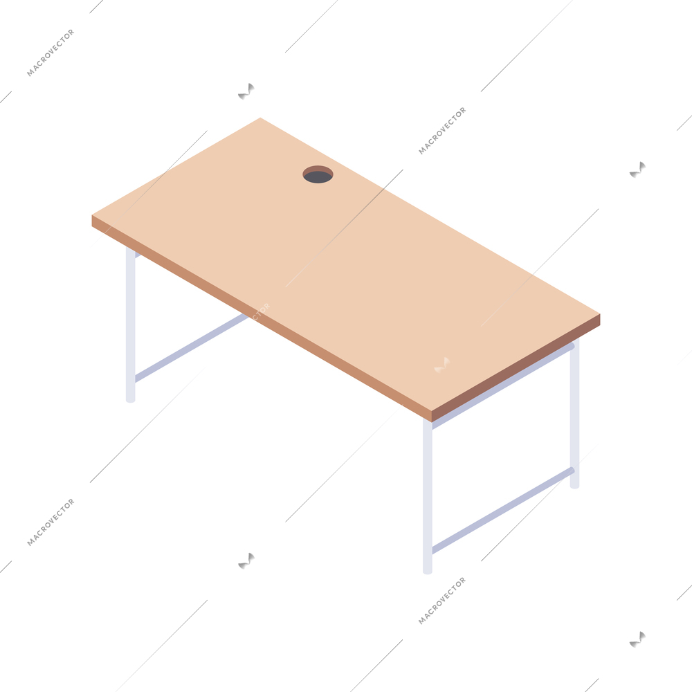 Furniture isometric composition with isolated image of modern table desk on blank background vector illustration