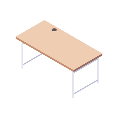 Furniture isometric composition with isolated image of modern table desk on blank background vector illustration