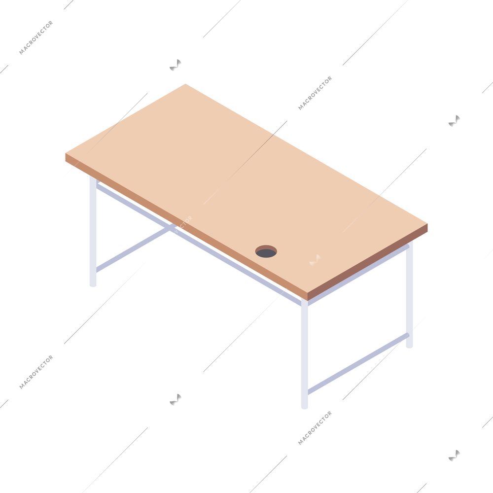 Furniture isometric composition with isolated image of modern table desk on blank background vector illustration