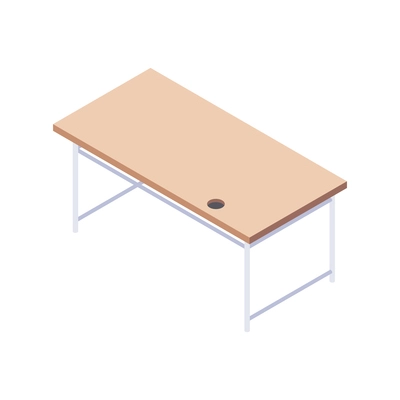 Furniture isometric composition with isolated image of modern table desk on blank background vector illustration