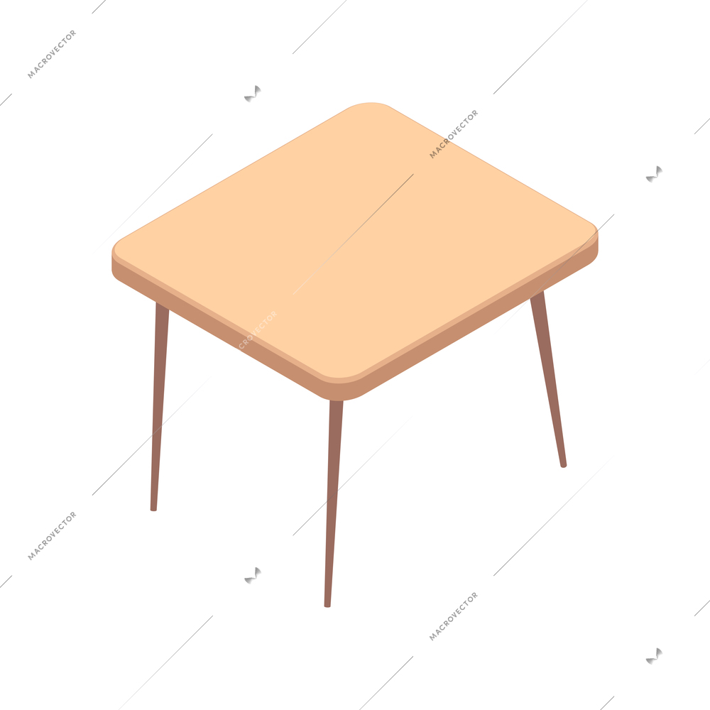 Furniture isometric composition with isolated image of modern table on blank background vector illustration