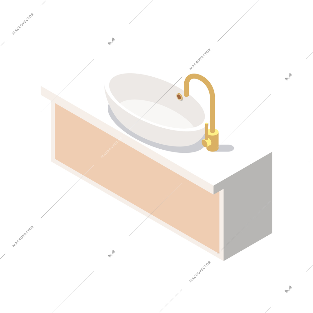 Furniture isometric composition with isolated image of modern sink on blank background vector illustration