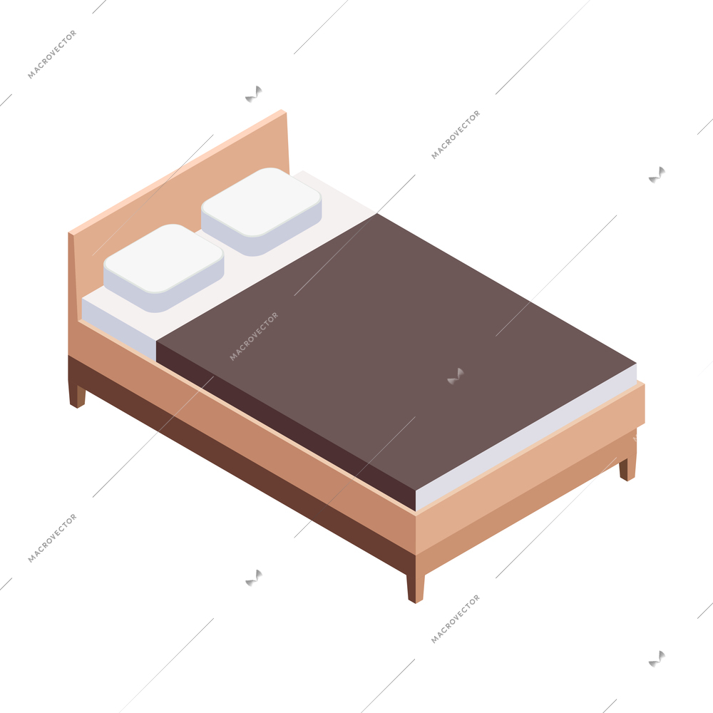 Furniture isometric composition with isolated image of modern bed on blank background vector illustration
