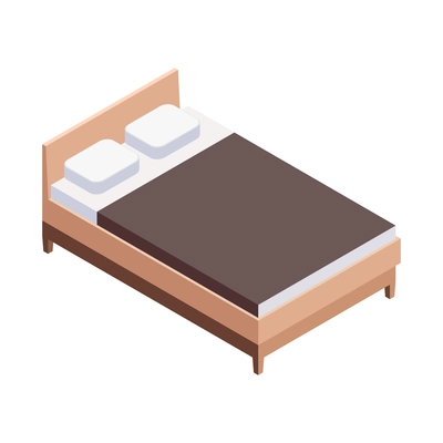 Furniture isometric composition with isolated image of modern bed on blank background vector illustration