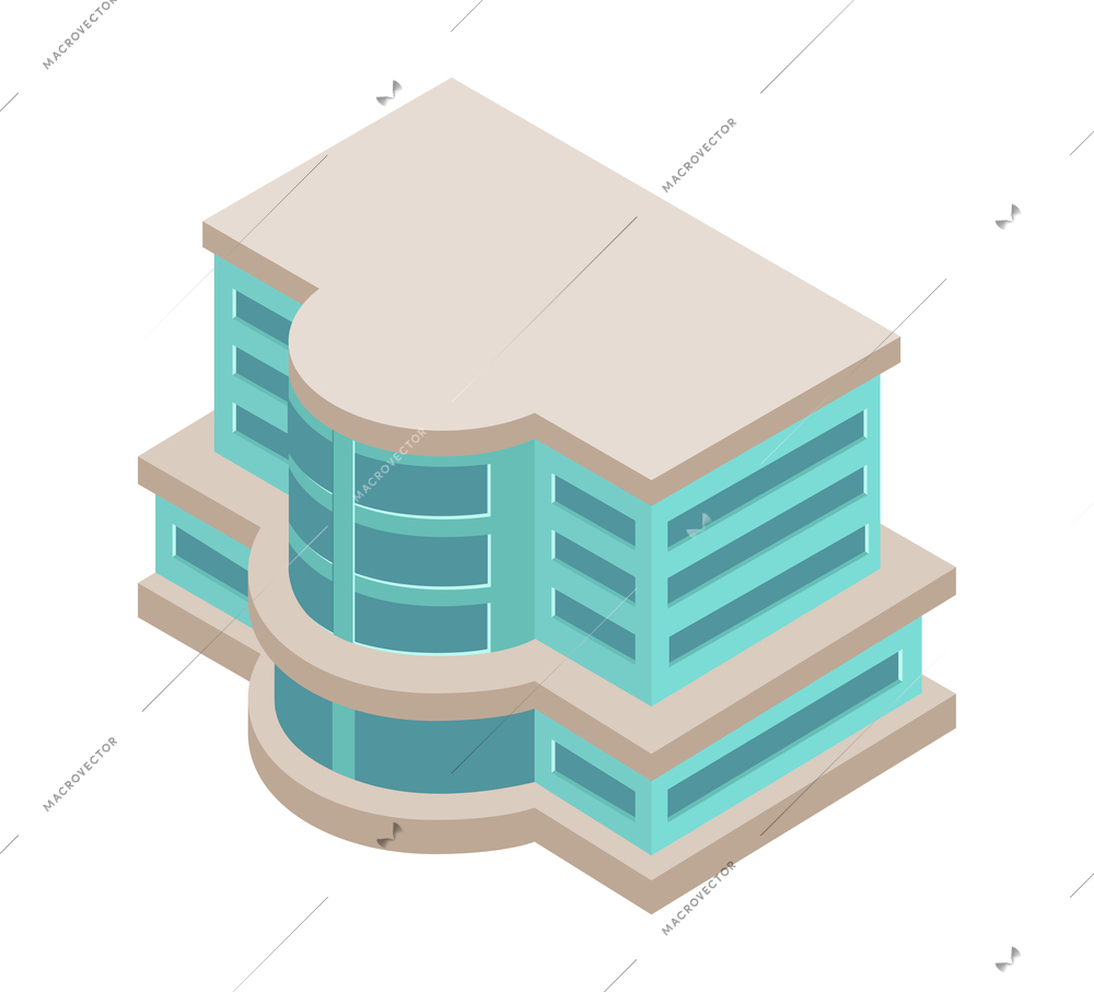 City isometric composition with isolated image of club building on blank background vector illustration