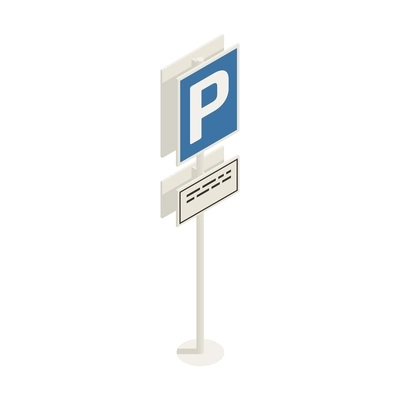 Driving school isometric composition with isolated image of parking road sign vector illustration