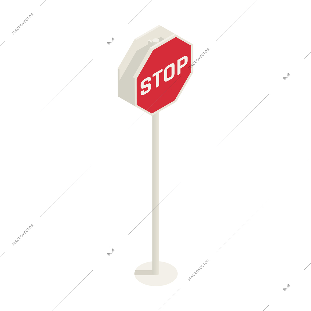 Driving school isometric composition with isolated image of stop road sign vector illustration