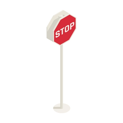 Driving school isometric composition with isolated image of stop road sign vector illustration