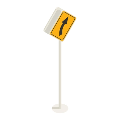 Driving school isometric composition with isolated image of arrow turn road sign vector illustration