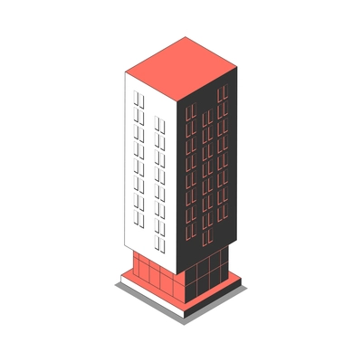 Metropolis isometric composition with isolated image of tall building vector illustration