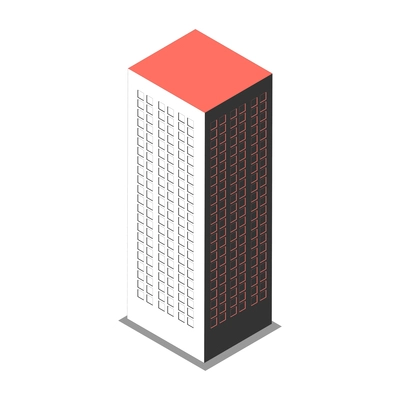 Metropolis isometric composition with isolated image of skyscraper building vector illustration