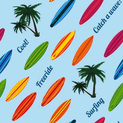 Seamless vacation pattern with surfboards vector illustration