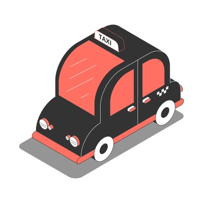 Metropolis isometric composition with isolated image of taxi cab vector illustration