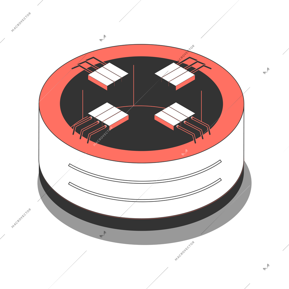 Metropolis isometric composition with isolated image of circle building vector illustration