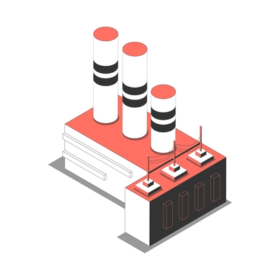 Metropolis isometric composition with isolated image of plant building vector illustration