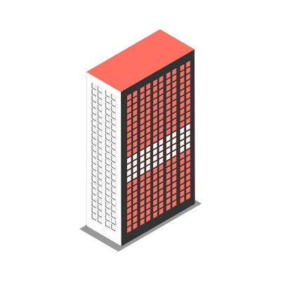 Metropolis isometric composition with isolated image of skyscraper building vector illustration