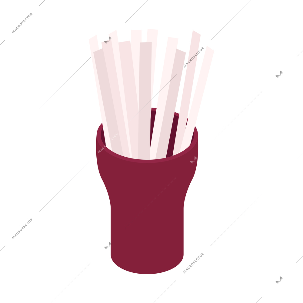 Isometric perfume composition with isolated image of ribbons with parfume in cup vector illustration