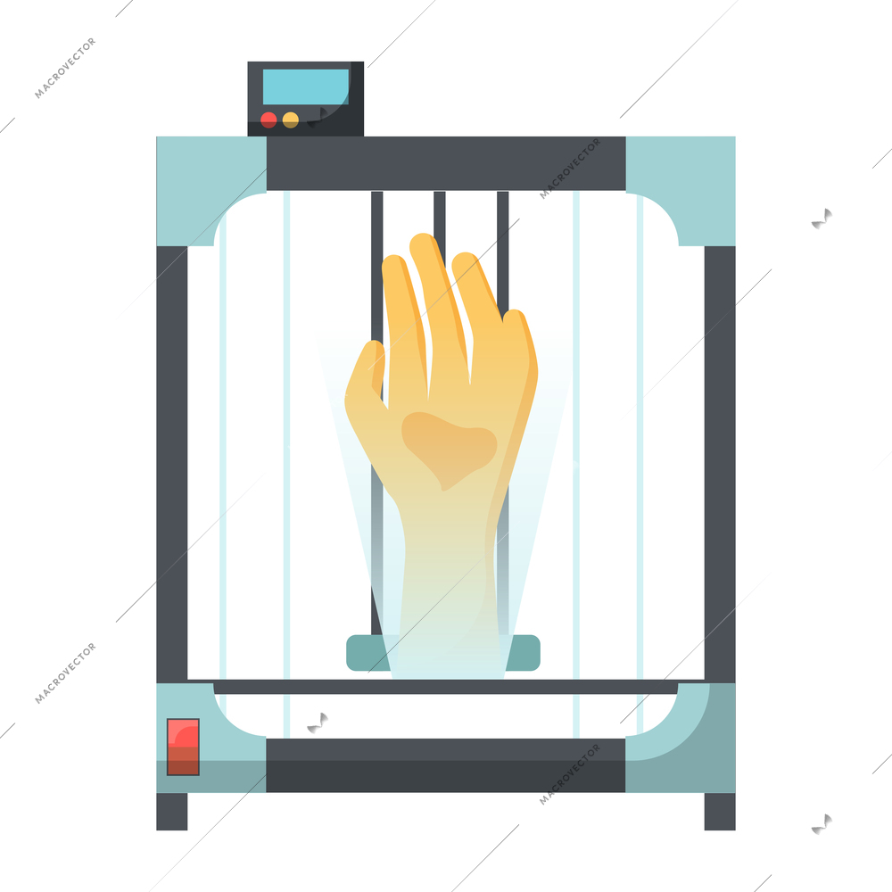 Future biotechnology flat icons composition with laboratory appliance and human hand inside vector illustration