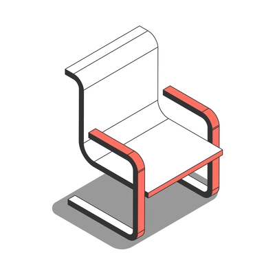 Office isometric composition with isolated image of office chair vector illustration