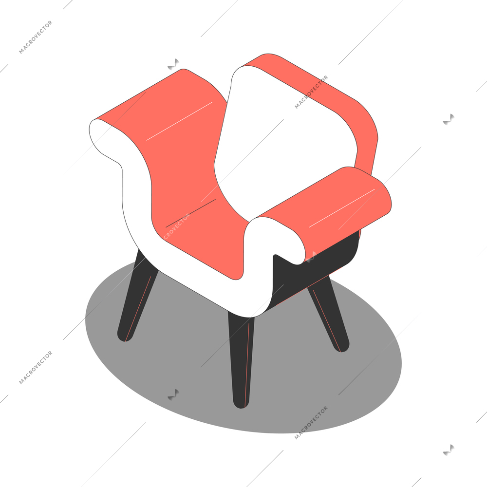 Office isometric composition with isolated image of designer chair vector illustration