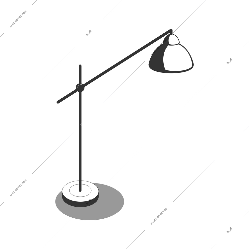 Office isometric composition with isolated image of desktop lamp vector illustration