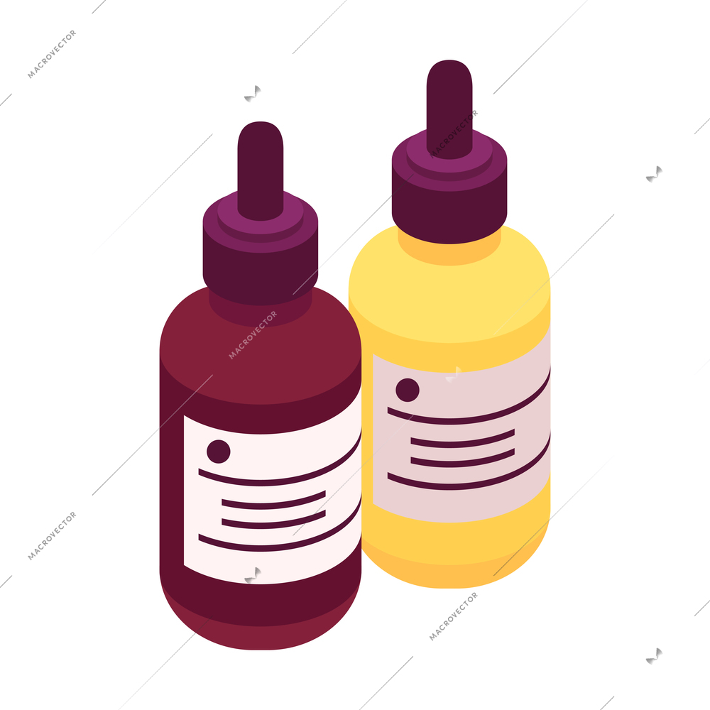 Isometric perfume composition with isolated images of two plastic bottles vector illustration