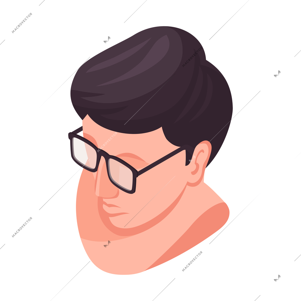 Isometric ophthalmology composition with isolated human head wearing glasses vector illustration