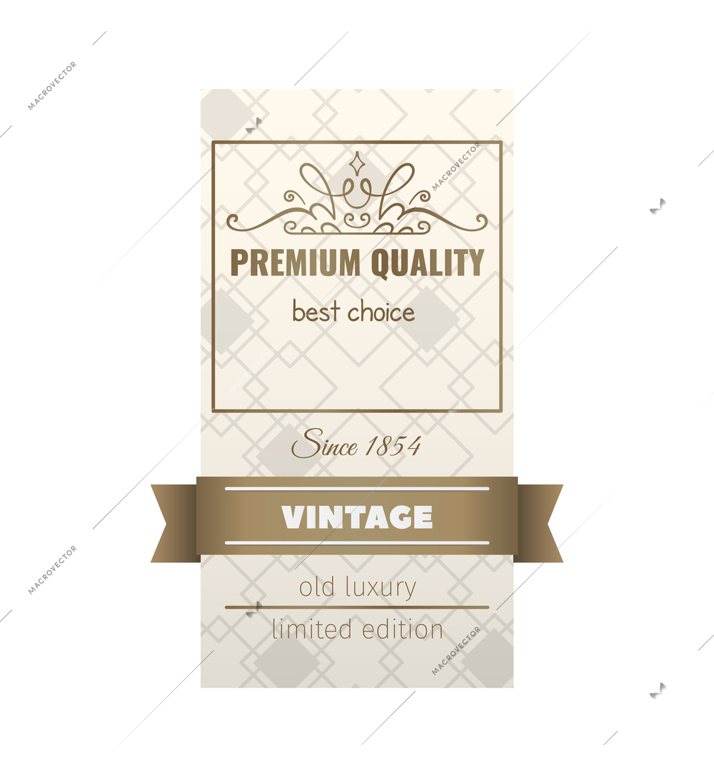 Retro luxury golden label composition with isolated monochrome bottle label with ornate text and decorations vector illustration