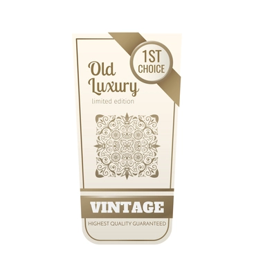 Retro luxury golden label composition with isolated monochrome bottle label with ornate text and decorations vector illustration