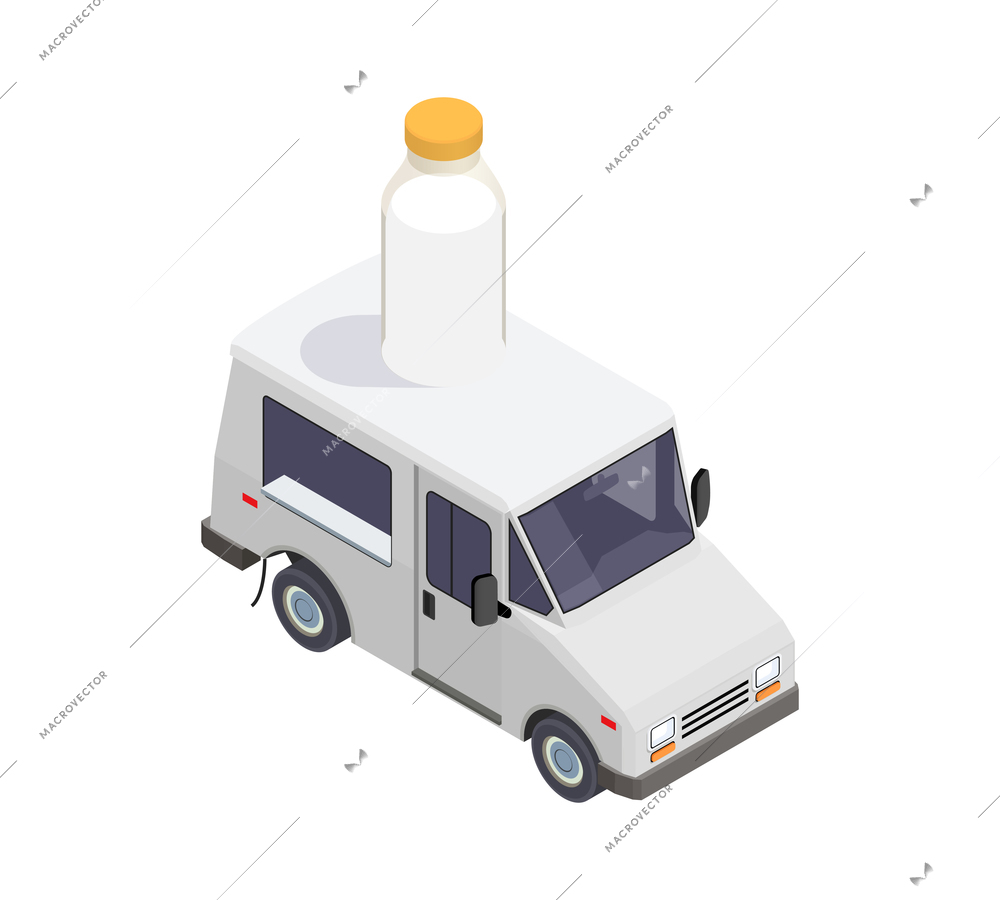 Food truck isometric composition with car based mobile fastfood selling point vector illustration