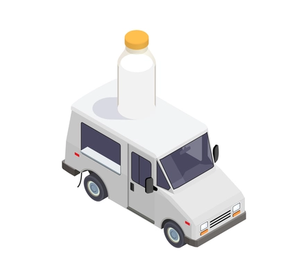 Food truck isometric composition with car based mobile fastfood selling point vector illustration