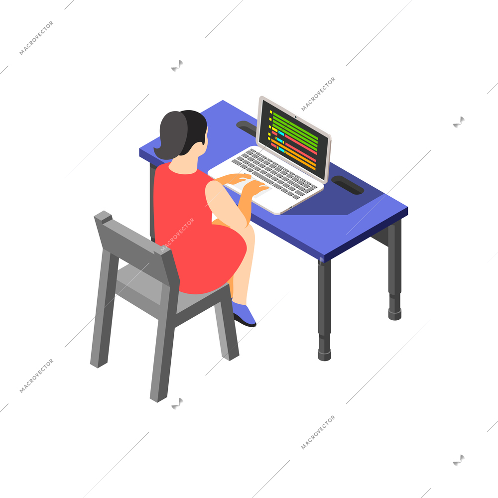 Children technical training centers  isometric compositions set with robotic control systems programming science classes isolated vector illustration