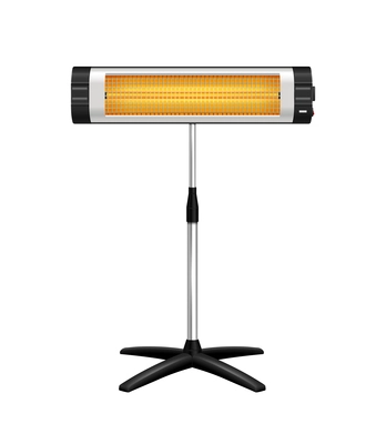 Heaters realistic composition with isolated image of wide lamp heater on foldable stand on blank background vector illustration